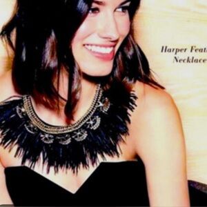 Stella & Dot Black Statement Necklace with Feathers